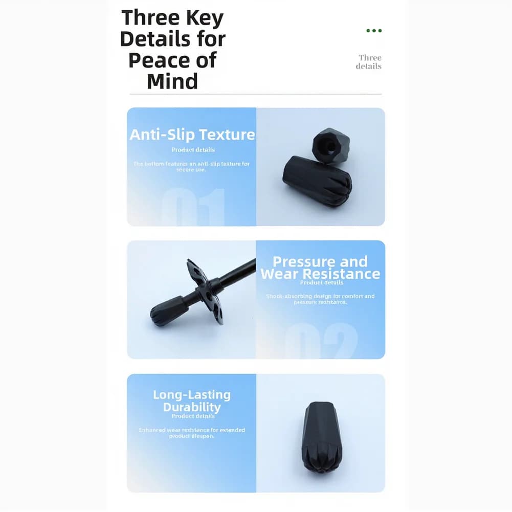10 Pieces Protected for Trekking Stick Tips, PVC Rubber, Length 44mm, Internal Diameter 11mm, for Hiking and Mountaineering