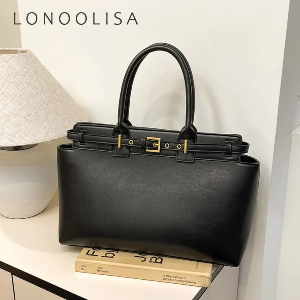 Solid Color Pu Leather Handbags for Women Fashion Designer Commute Tote Hand Bags Ladies Large Capacity Shoulder Top-Handle Bags