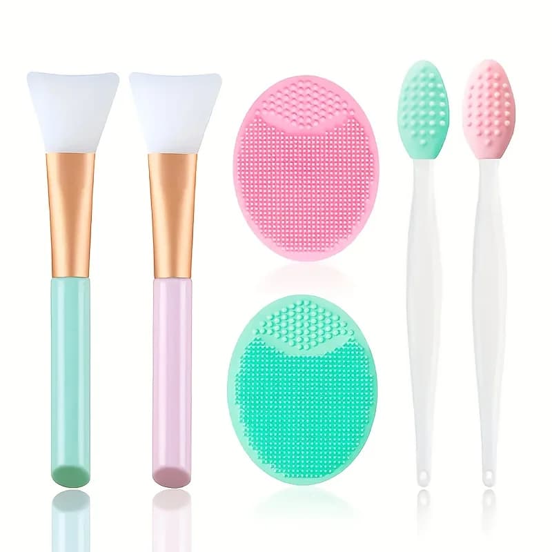 Set di pennelli per maschera facciale in silicone da 2 pezzi/3 pezzi/6 pezzi, 2 spazzole per il viso, 2 spazzole per maschera facciale, 2 spazzole esfolianti per labbra