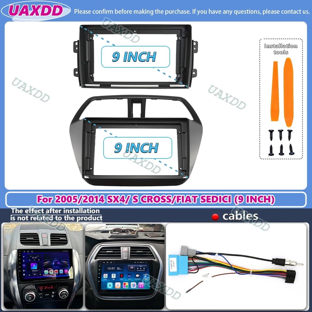 Per 2006-2013 Suzuki sx4 s cross Fiat sedici 9 pollici autoradio android stereo frame panel fascia lettore audio schermo cablaggio