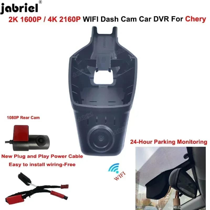 Plug and Play Wifi Car DVR 24H Video Recorder For Chery Tiggo 7 Pro 8 7 4 2020 2021 2022 2023 4K Dash Cam Front and rear camera