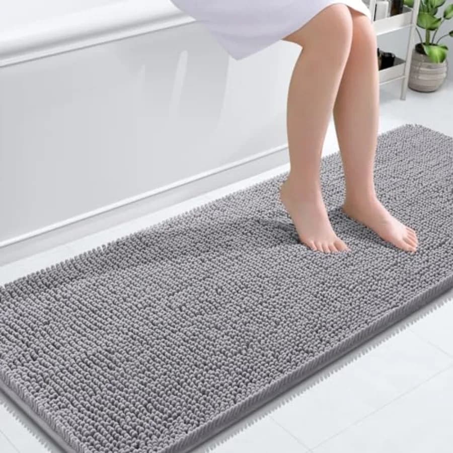Tappeti da bagno 59x24 extra morbidi e assorbenti in ciniglia, con retro in gomma, ad asciugatura rapida, lavabili in lavatrice, tappetini lunghi per il bagno