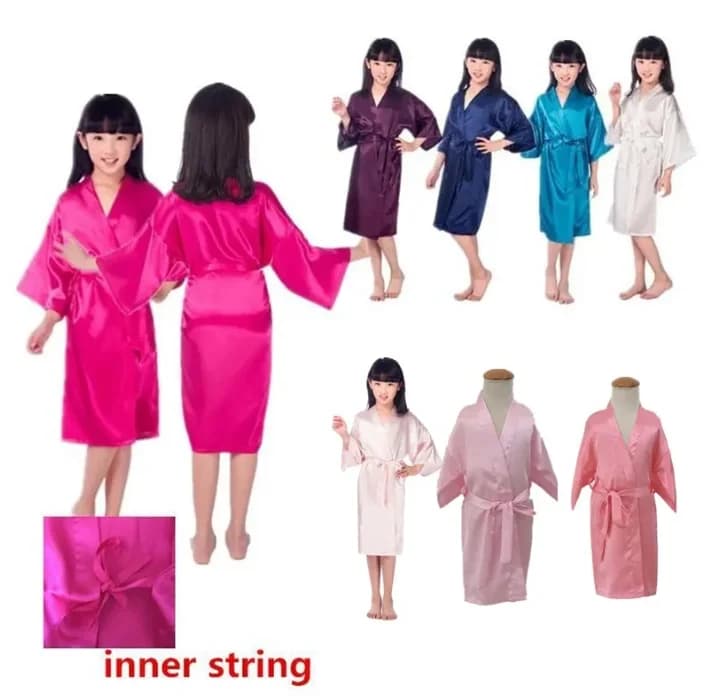 Ragazze abiti in raso di seta per bambini Kimono puro vestaglia da sposa Lingerie indumenti da notte per la festa di compleanno della Spa di nozze