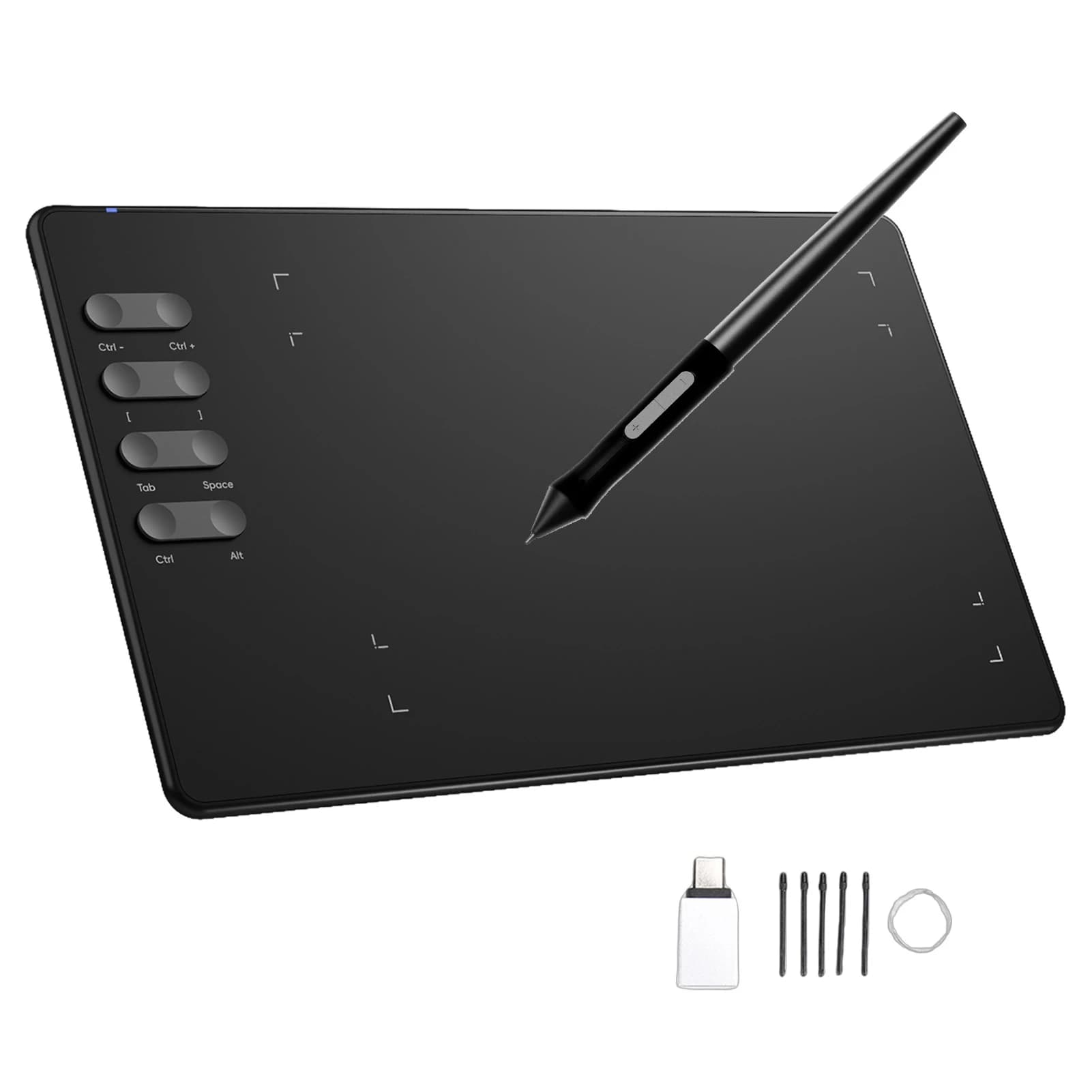 Tavoletta grafica P5 Area attiva 195x122mm con 16384 livelli di pressione 8 tasti di scelta rapida e stilo OTG per Win/MAC/Android