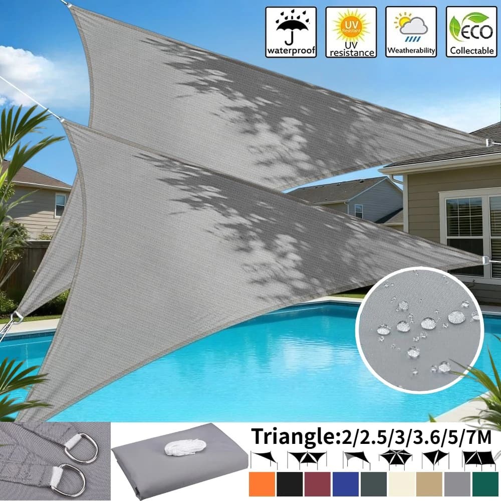 Tenda Parasole Impermeabile da Giardino 2/3/5/7M, Tettoia Triangolare con Corde, Protezione UV per Patio, Tenda da Sole, Riparo Solare
