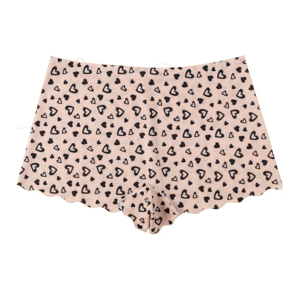 Mutandine a vita media con stampa leopardata, slip a cuore da donna, pantaloncini di sicurezza, lingerie sportiva casual da donna