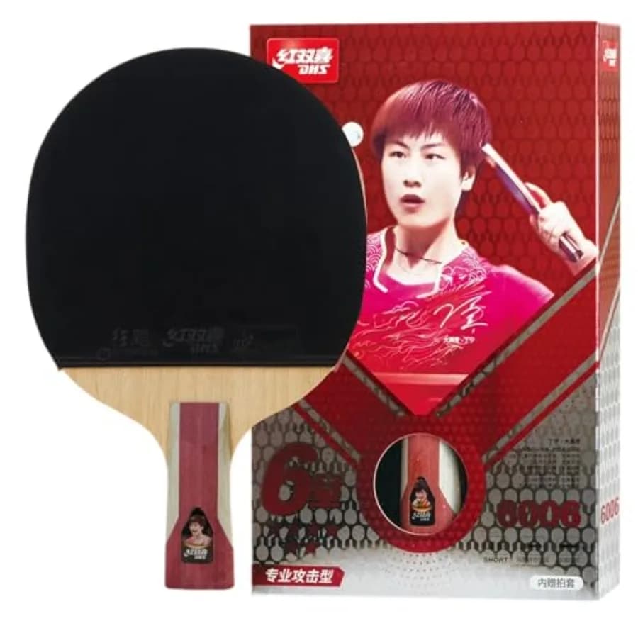 Racchetta da Ping Pong Sports 6 Star H6006 - Penhold, Paddle Approvato ITTF, Avanzato, 5 Strati di Legno, Nucleo Più Spesso, Hurricane 3 e Ti