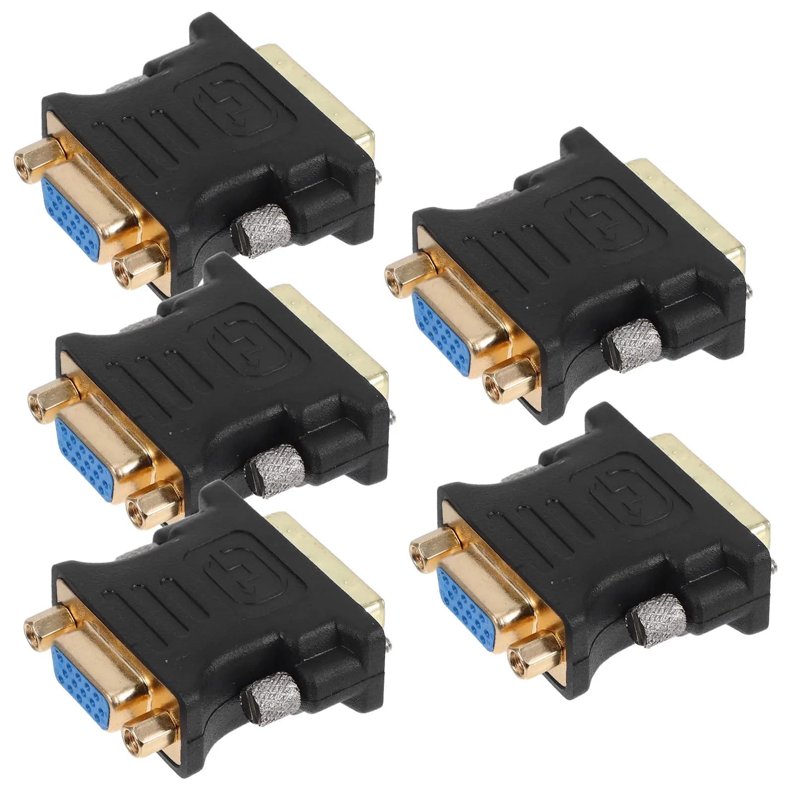 Adattatore per computer da 5 pezzi da Dvi a Vga, trasmissione ad alta definizione, connessione stabile, plug and play per monitor, proiettore, display