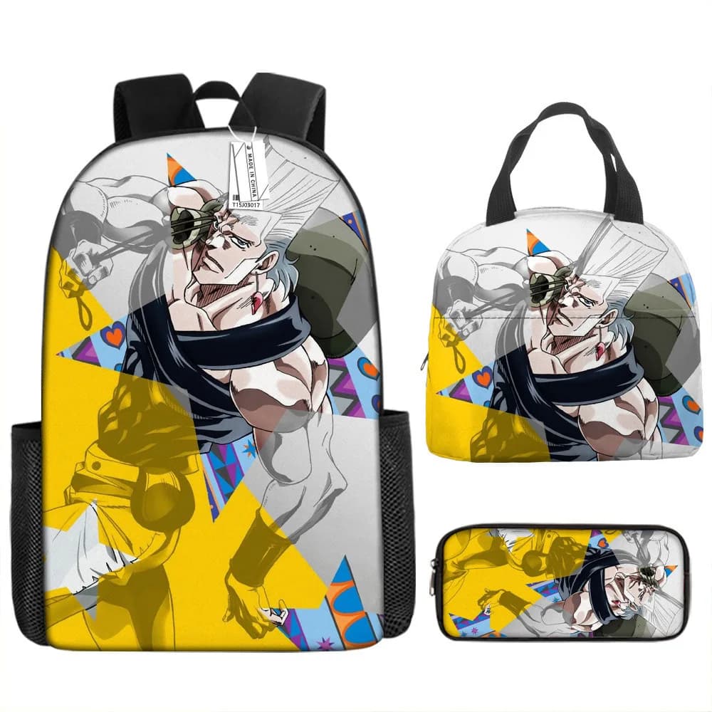 Trendy Popular JoJo Wonderful Adventure 3D Print 3pcs/Set Student School Bags Laptop Daypack Backpack Lunch bag Pencil Case