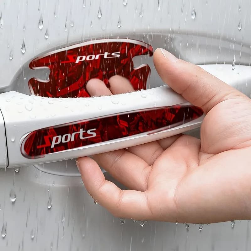 1 set carbon fiber car door wrist protection stickers door handle Anti collision decorative sticker Scratch-resistant wear