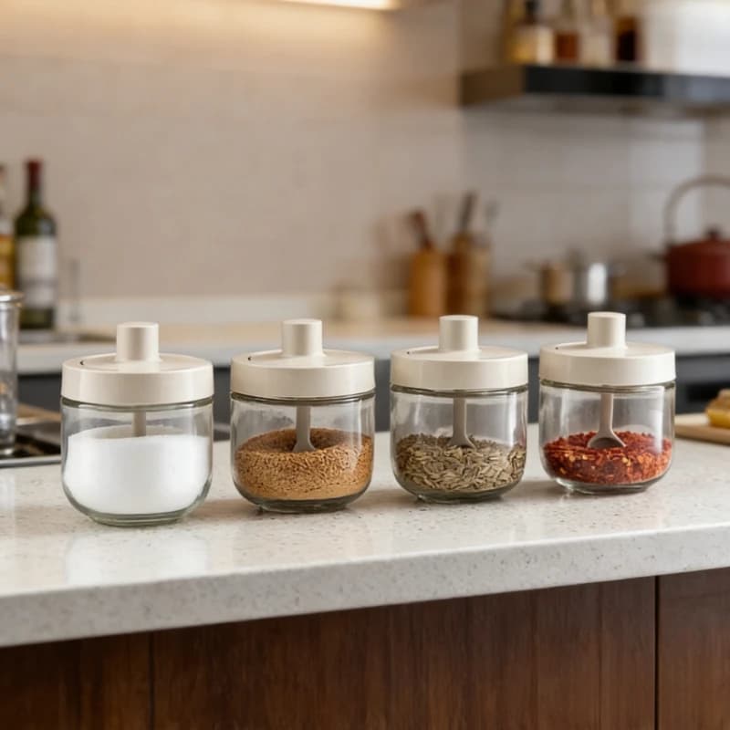 Kitchen Seasoning Jar Household Salt Jar Spice Box Storage Box Chili Seasoning Dispenser Sealed Bottle Practical Kitchen Storage