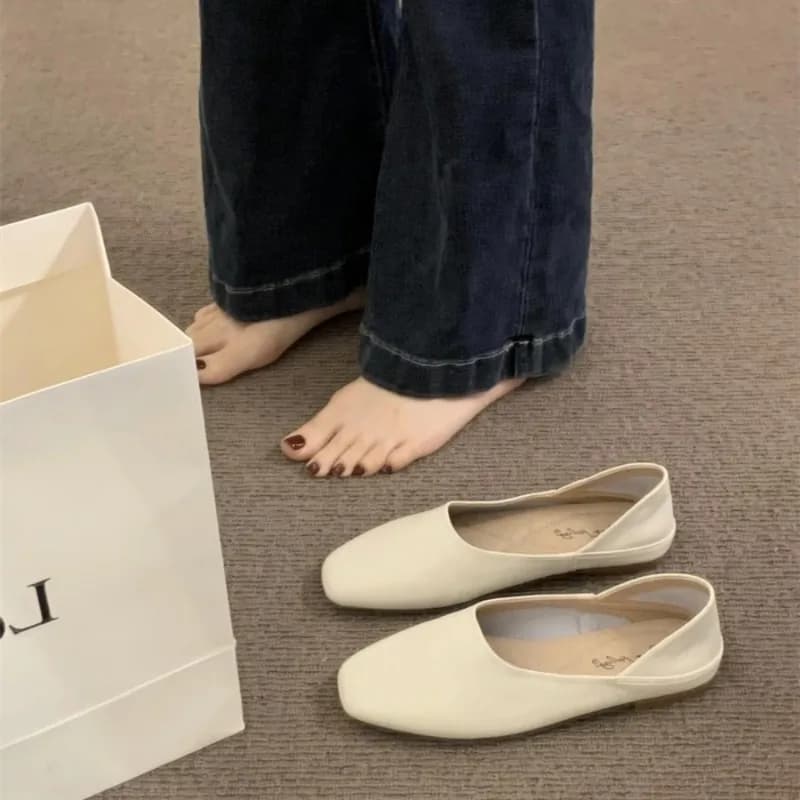 Mocassini in pelle slip on da donna Scarpe da balletto primavera autunno Scarpe da donna casual con punta tonda Scarpe da infermiera carine Scarpe da ginnastica