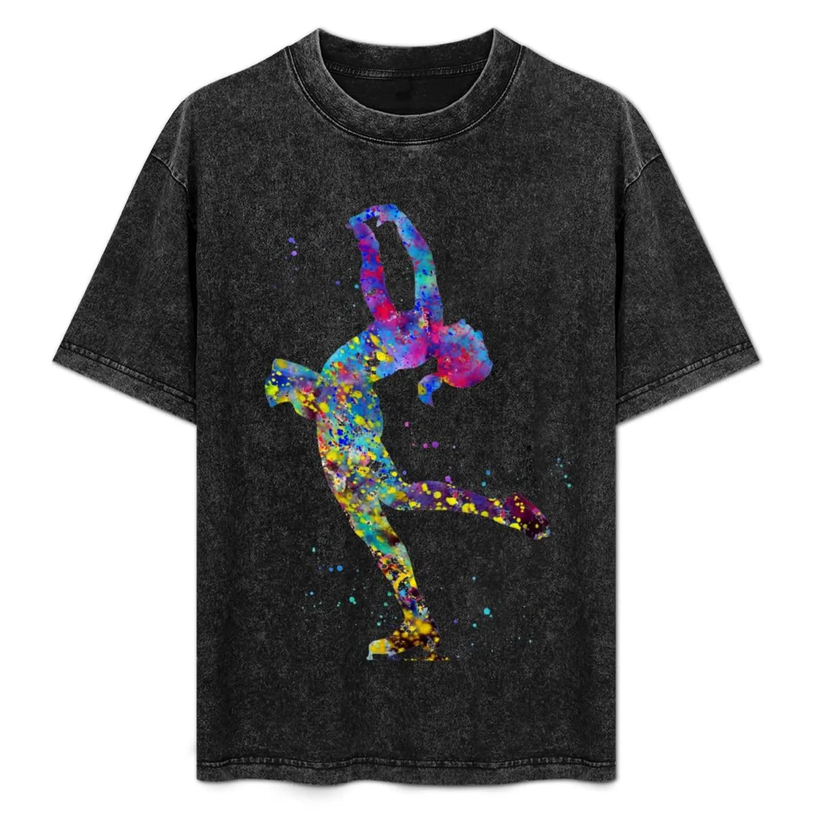 T-shirt da ragazza per pattinaggio su ghiaccio, t-shirt casual con stampa moderna