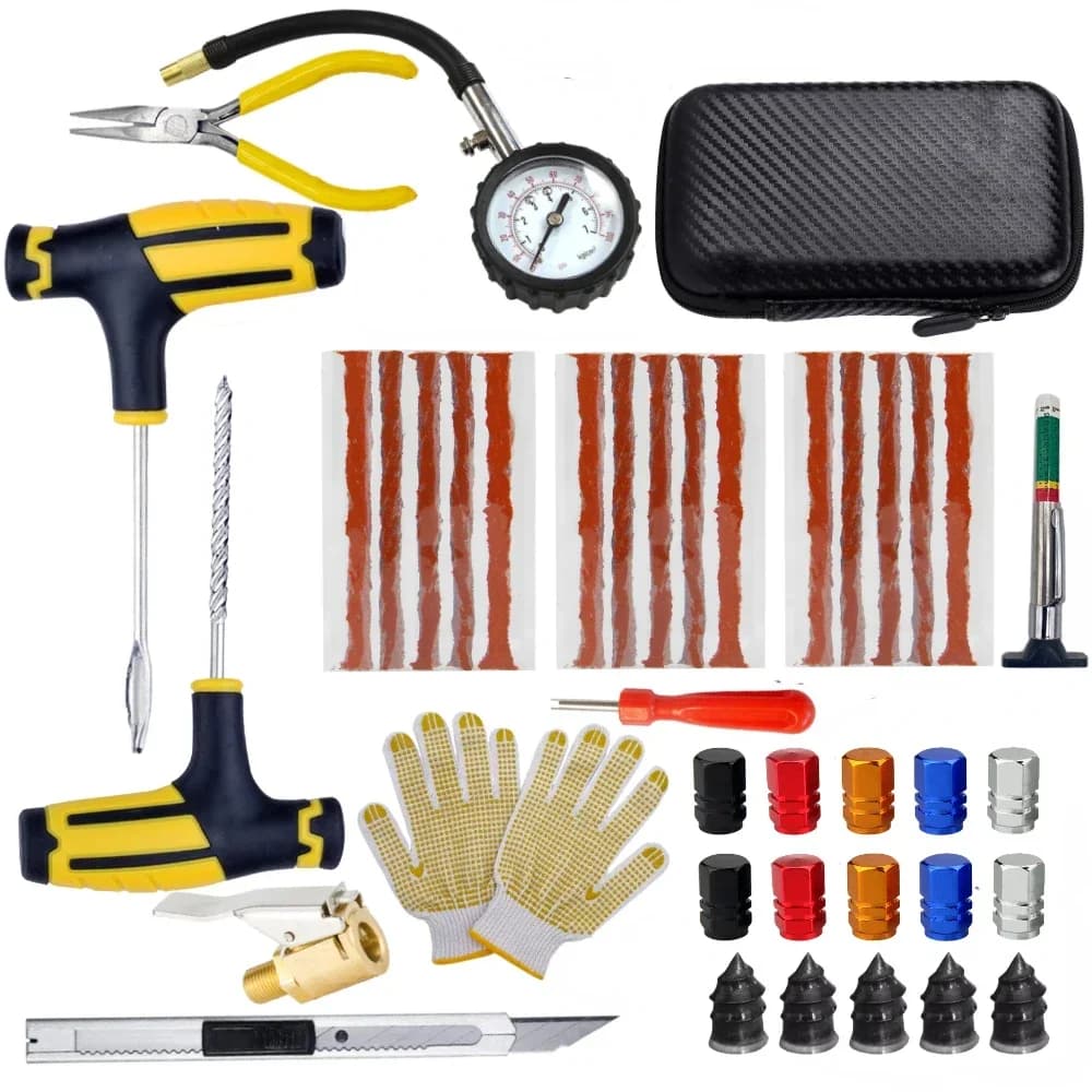 Nuovo kit di strumenti per la riparazione di pneumatici per auto Set di borchie Auto Bike Puntura Plug Garage Ago Pinze a becchi Pellicola per vuoto Viti per chiodi Custodia