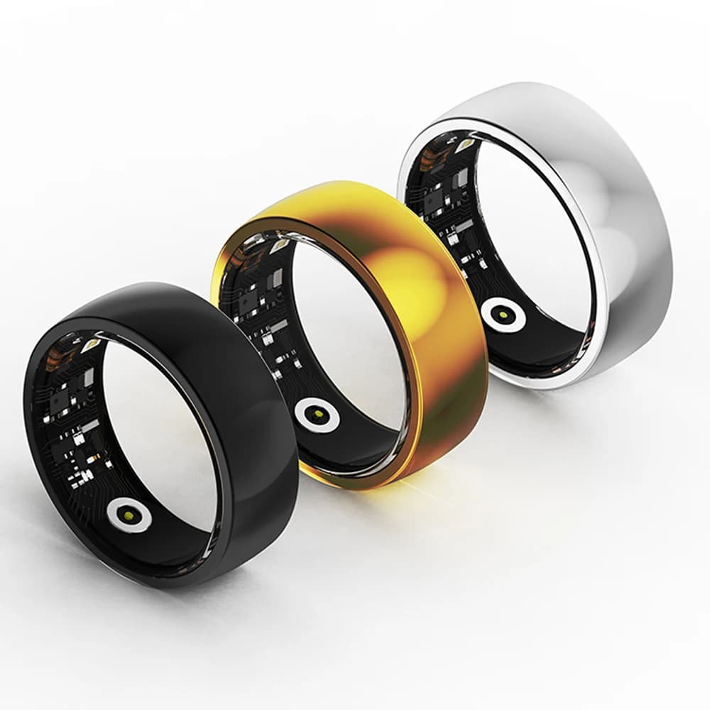 Smart Ring Uomo Donna Frequenza cardiaca Pressione sanguigna Monitor per la salute del sonno 5ATM Anelli per dita con fotocamera remota impermeabile