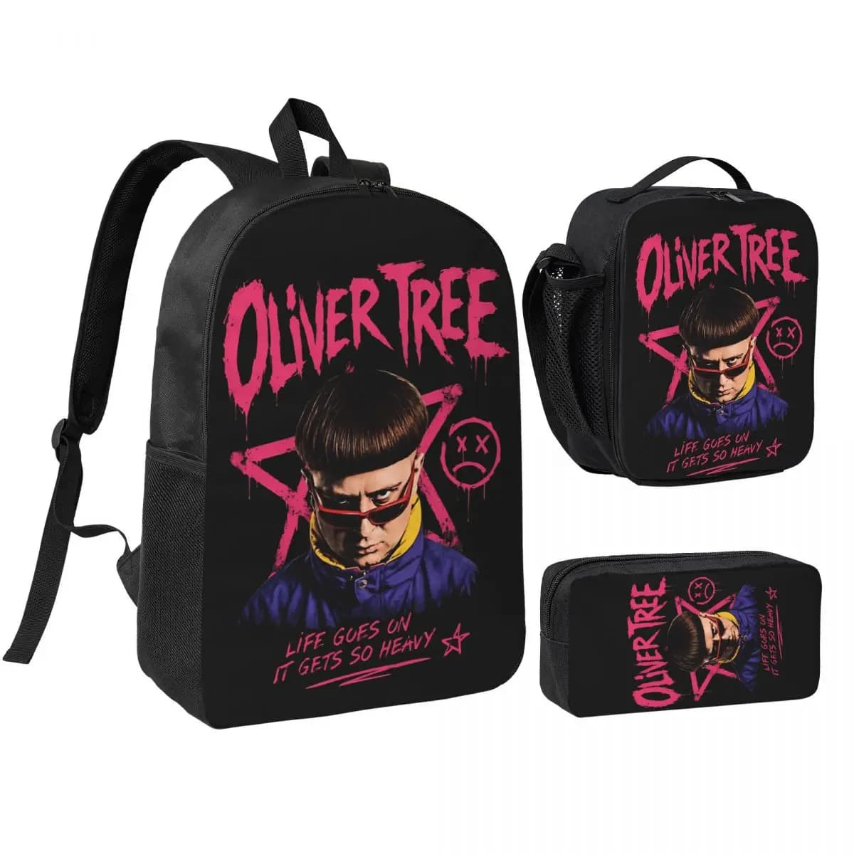 Oliver Tree Retro 3pecs/set Backpack for Boys Girls Shoulder Bag Lunch bag Pencil Case