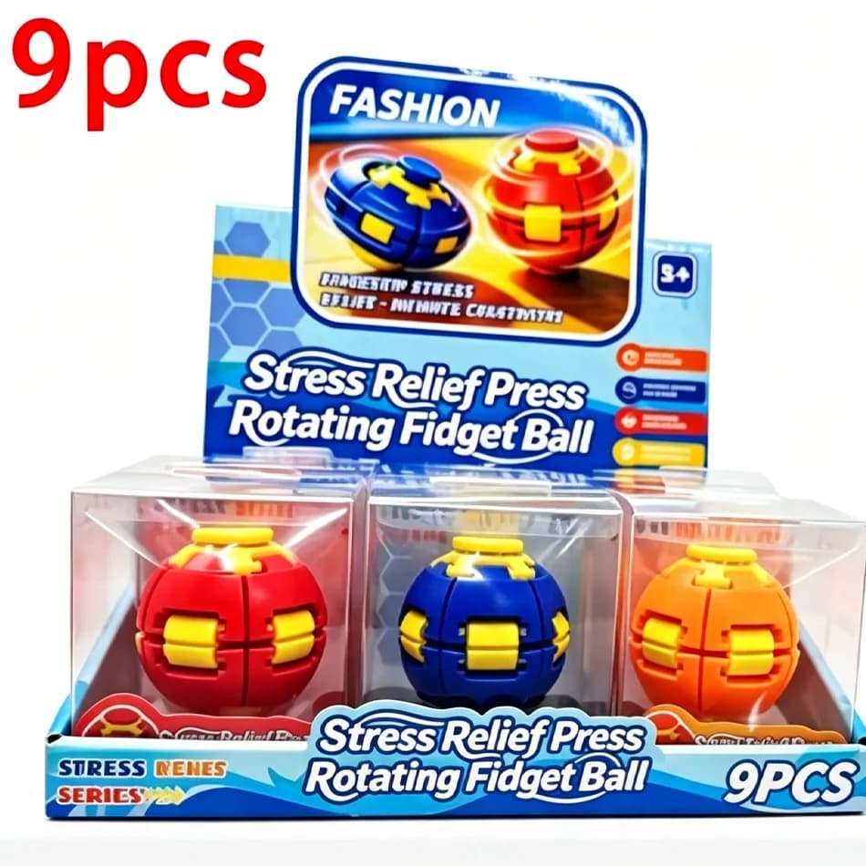 New 3D Printed Press-to-Spin Fidget Ball, One-Click Deform Fidget Spinner Smooth Rotating Stress Relief Sensory Toy