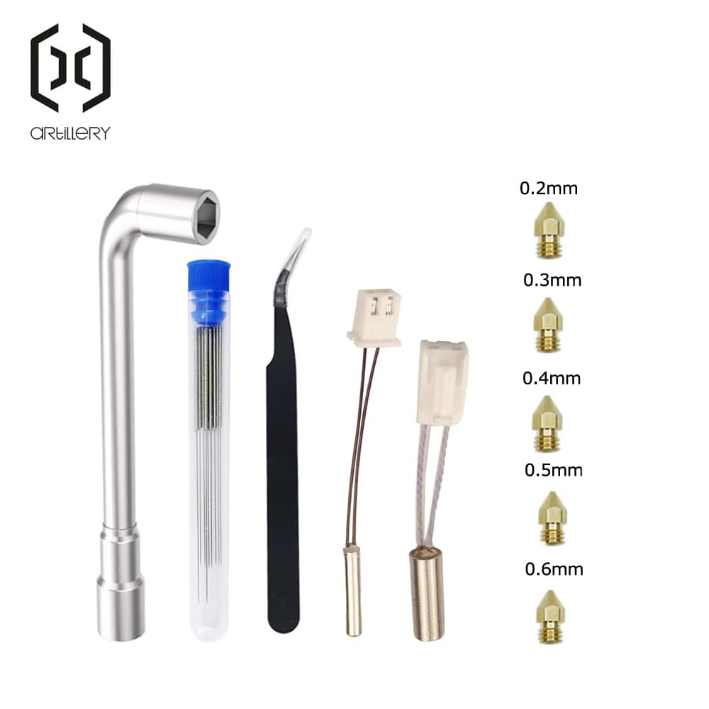 MK8 Hotend brass nozzle kit for Artillery-3D printer, Bumblebee backup tool, plug and heating rod