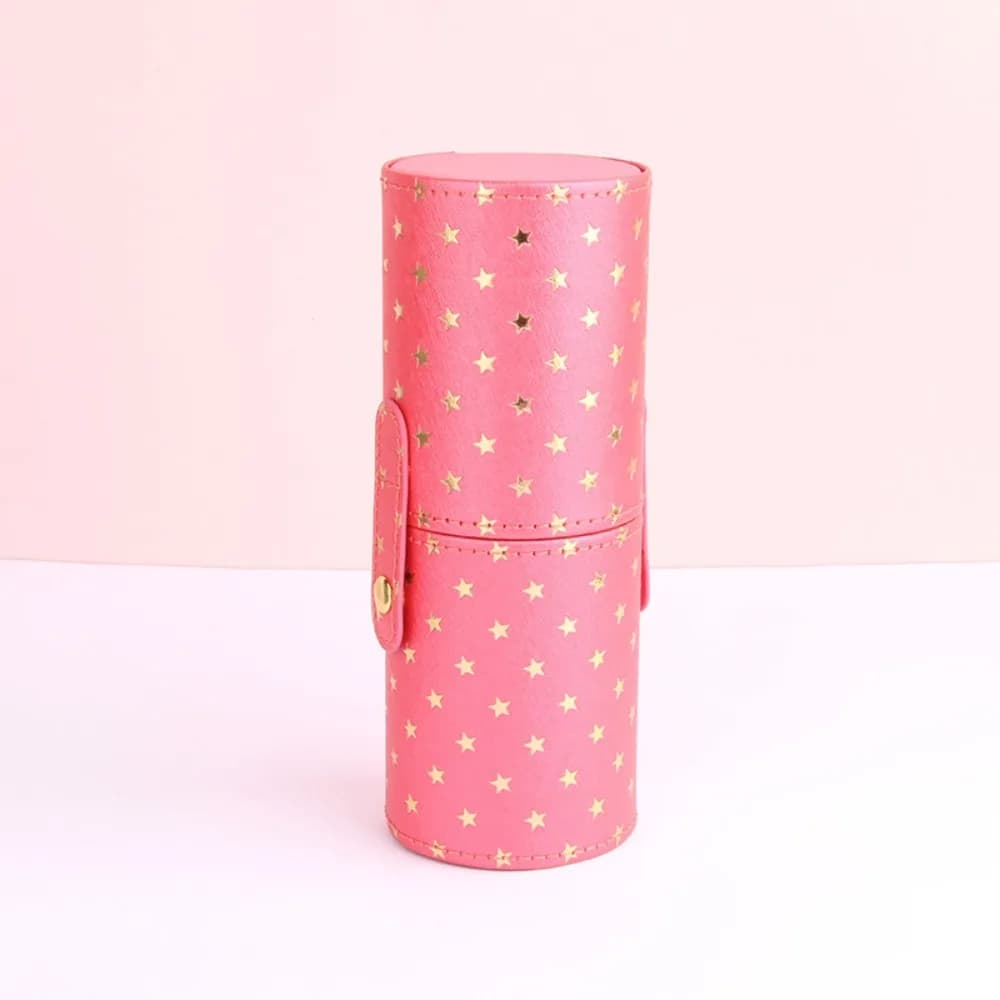 Portable PU Leather Makeup Brush Bucket Waterproof Multi-Function Cosmetic Bag Dustproof With Lid Makeup Brush Cylinder Travel