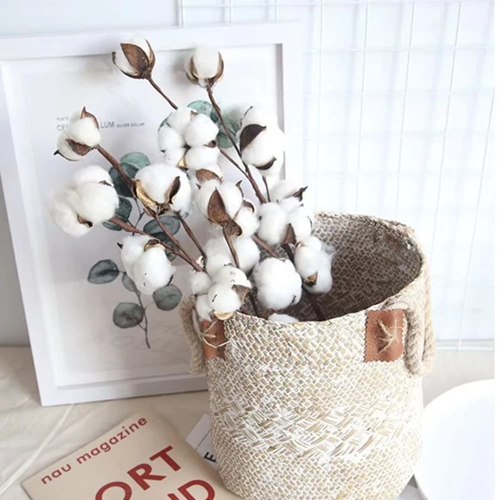 Naturally Cotton Artificial Plant Floral Branch Wedding Outdoor Garden Yard Festival Party Vase Home Table Decor DIY Gift Bonsai