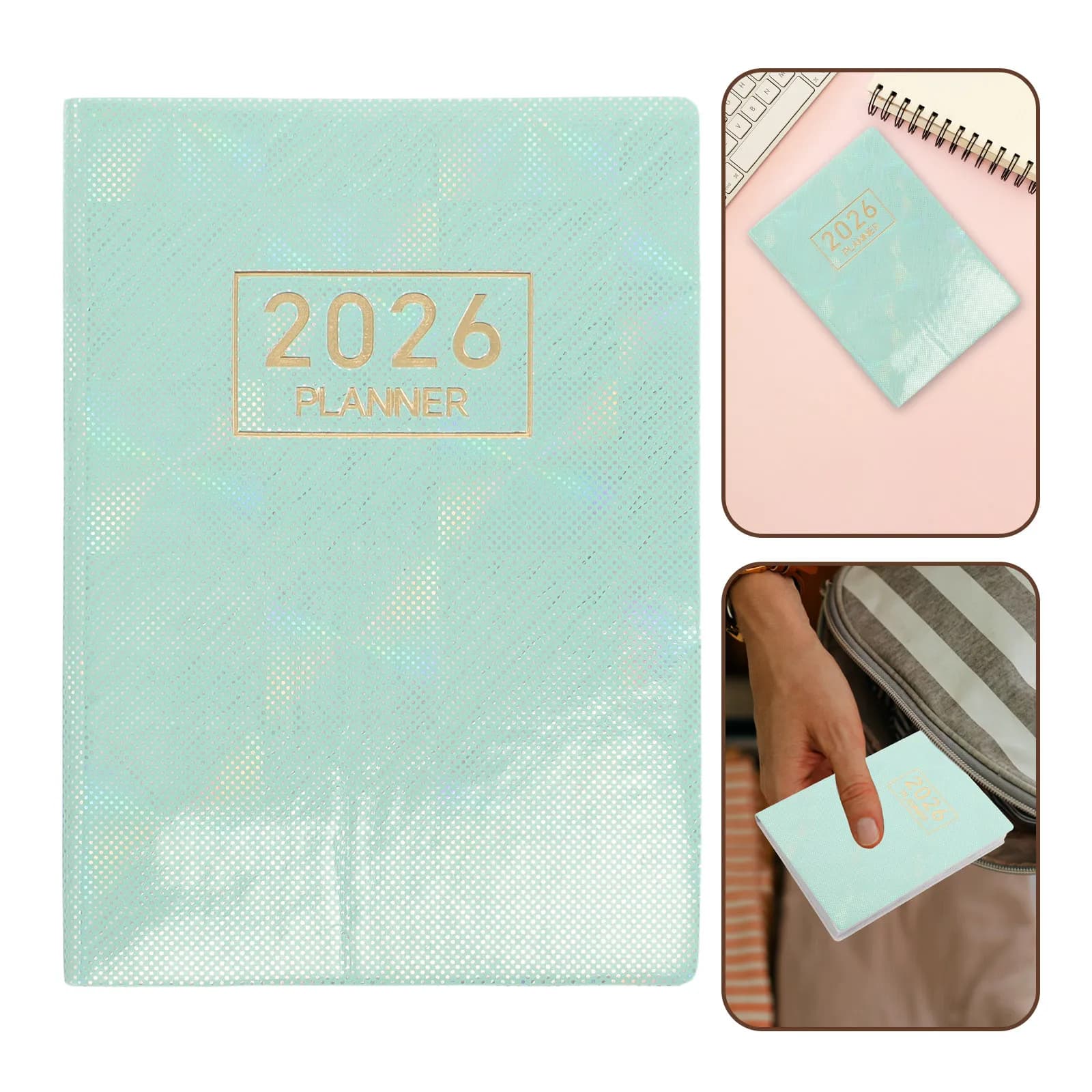 Agenda Mini A7 2026 in Inglese, Layout Giornaliero, Settimanale e Mensile, Taccuino Compatto Tascabile, Calendario Portatile per Studenti e Professionisti