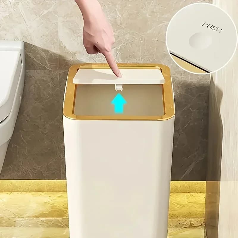 Pattumiera da 10 litri per bagno e cucina, a prova di odore, con apertura one-touch, design moderno, in plastica resistente, salvaspazio, a tenuta stagna