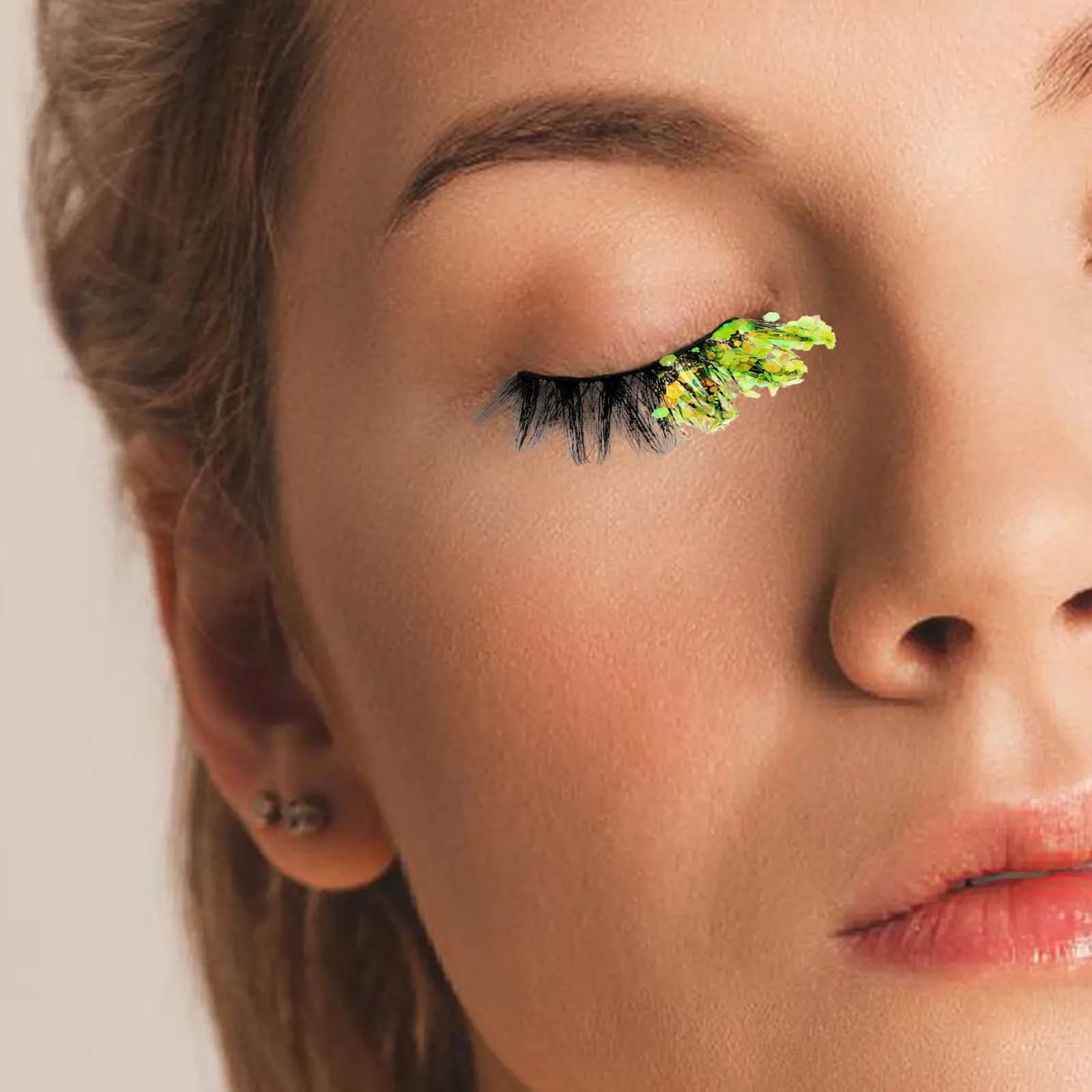 1 Paio di Ciglia Finte Colorate con Paillettes Fluorescenti Luminose e Scintillanti per Feste ed Eventi, Extension per Trucco Occhi