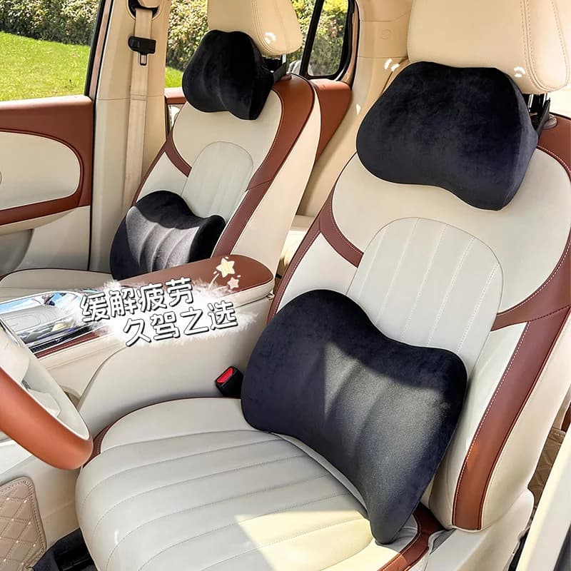 Poggiatesta allargato per auto Comodo supporto lombare Semplice memory foam Cuscino per il collo dell'auto Cuscino in vita per sedile antiscivolo per auto in peluche invernale