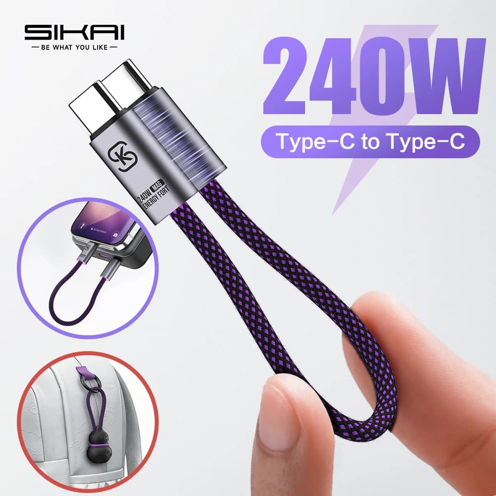 USB C Cable Charger Type C Magnetic Keychain 240 W USB Cable Fast charging cable for iPhone cable organizer accessories Samsung