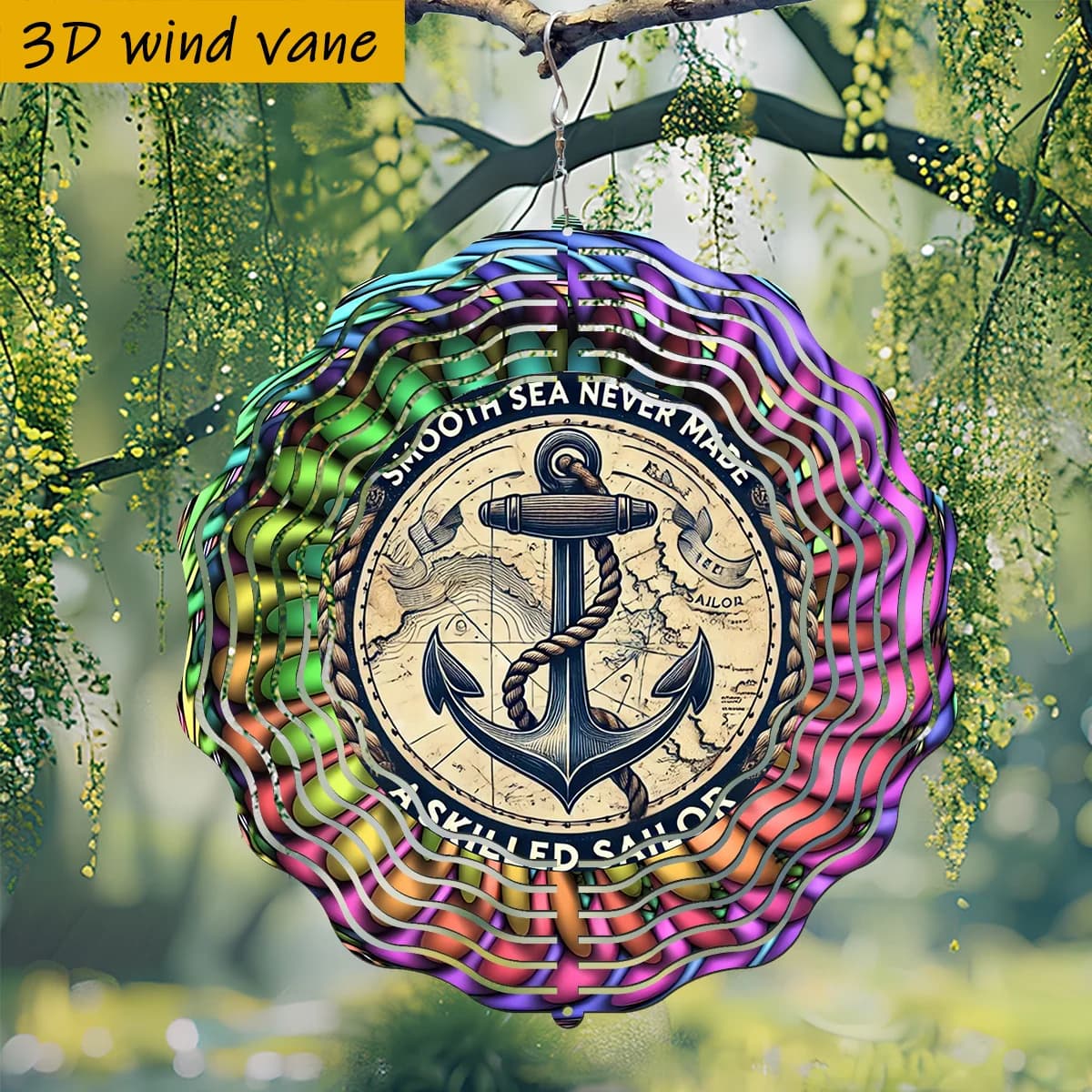A Nautical Anchor Wind Chime with Spinning Gyroscope Nautical Anchor Wall Decor, Suitable for Christmas