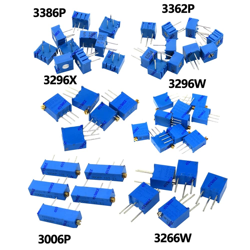 Assorted kit of 10 Variable Resistors 100R 200R 3266W 3006P 3362P 3386P 3296W/X 1K 2K 5K for Arduino