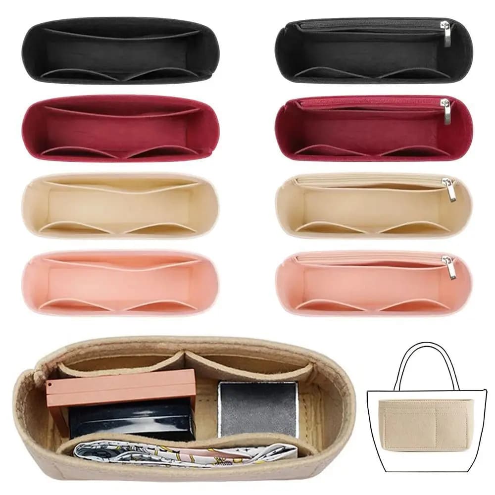 1Pcs New Storage Bags Insert Bag Felt Multi-Pocket Linner Bag Travel Portable Bag Organizer for Longchamp Mini Bag