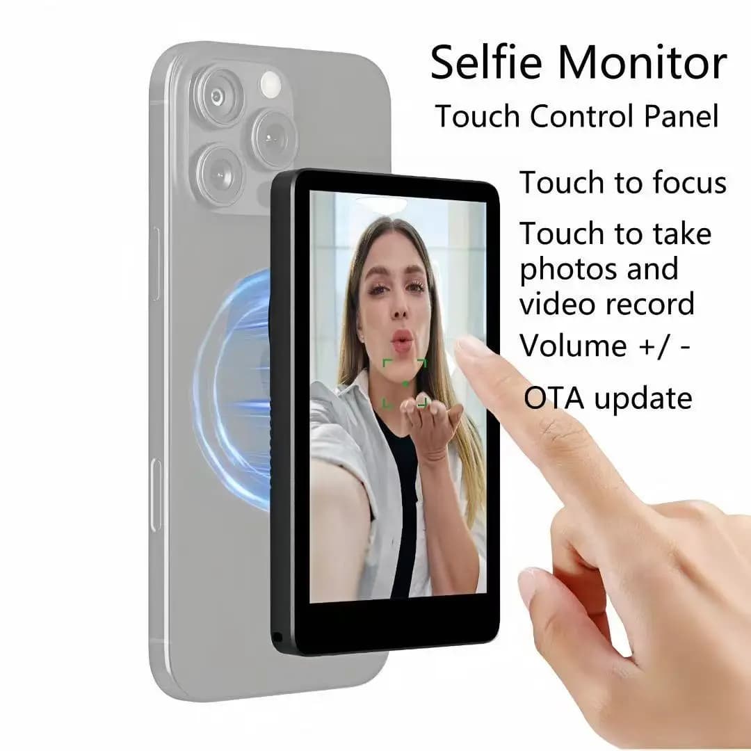 Magnetic selfie touch screen for iOS Android Mobile phone screen Monitor in real time Auxiliary tool for live streaming Vlog
