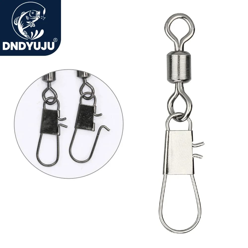 DNDYUJU 50 pezzi connettore da pesca girevole con interblocco a scatto in acciaio inossidabile per amo esca attrezzatura da pesca