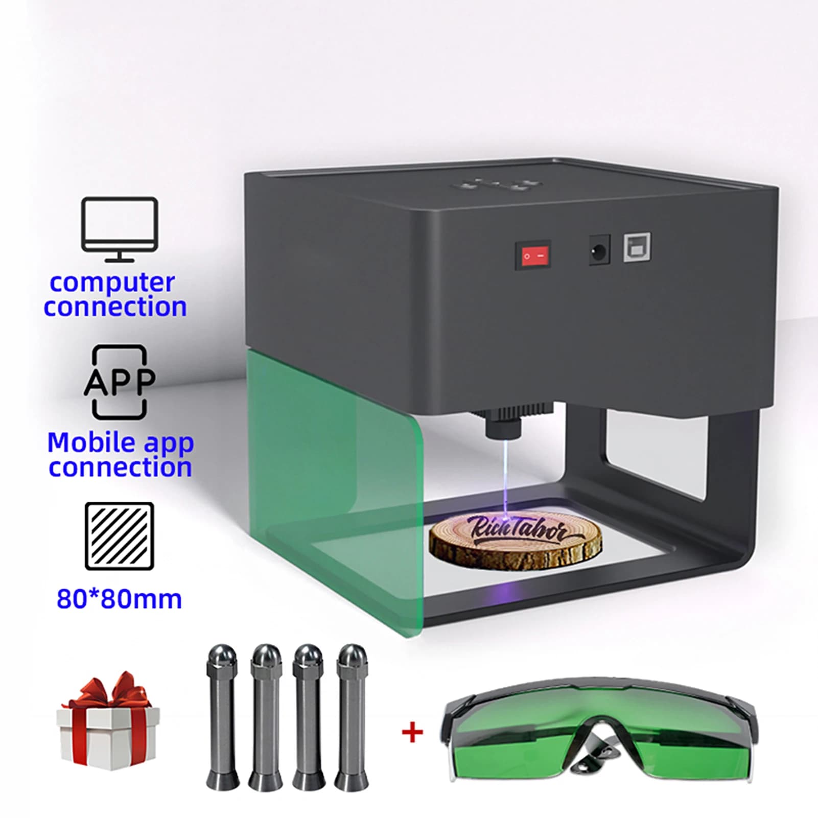 NUOVO Incisore Laser DAJA DJ6, Macchina per Incisione Portatile Fai-da-Te per Artigianato, Stampante per Loghi, Area di Incisione 80x80mm