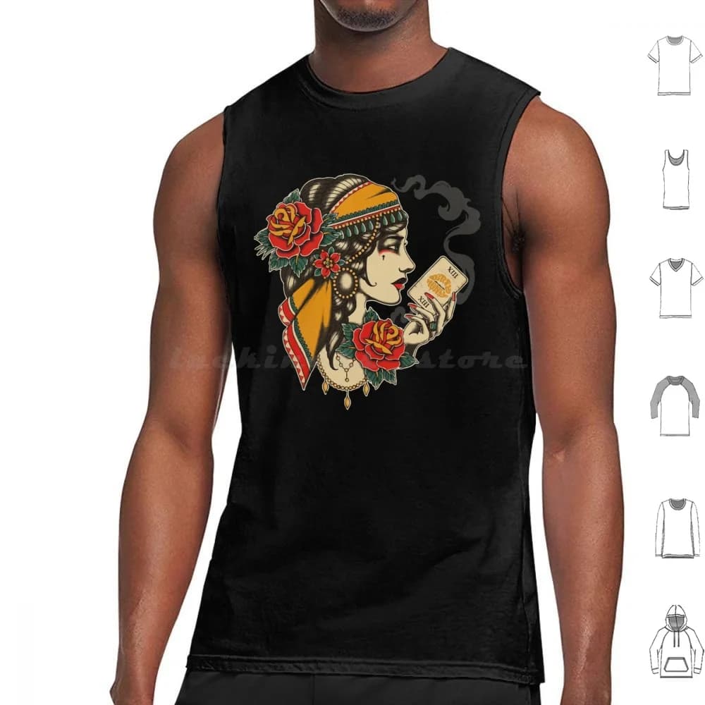 Dirty Honey Fortune Teller Tarocchi Carte Canotte classiche Stampa Cotone Dirty Honey Fortune Teller Tarocchi Classico Divertente Nero