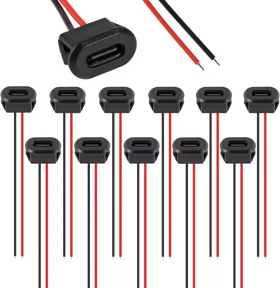 5/10 pz Tipo-C Telaio Femmina 2 Pin Tipo-C Presa Femmina Connettore Impermeabile Martinetti Femmina Porta di Ricarica con Fibbia della Carta