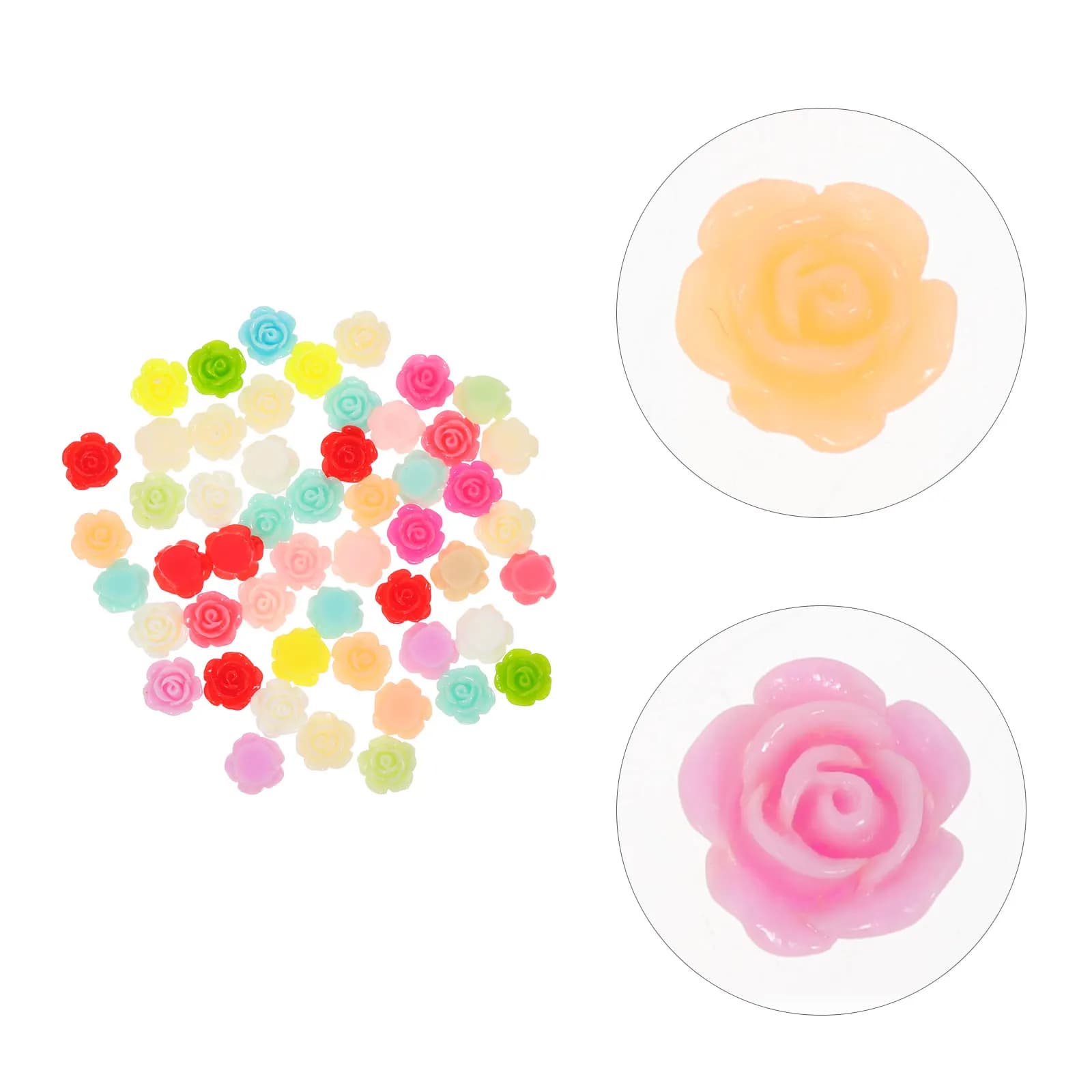 50 Pieces Pink Shaped Resin Accessories for Nail Art, Cellular Decorations, 3D Floral Charm, Handicraft Materials