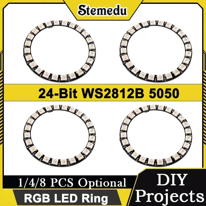 WS2812B 5050 RGB LED 24-bit programmable light ring with integrated drivers for DIY projects Arduino/Raspberry Pi