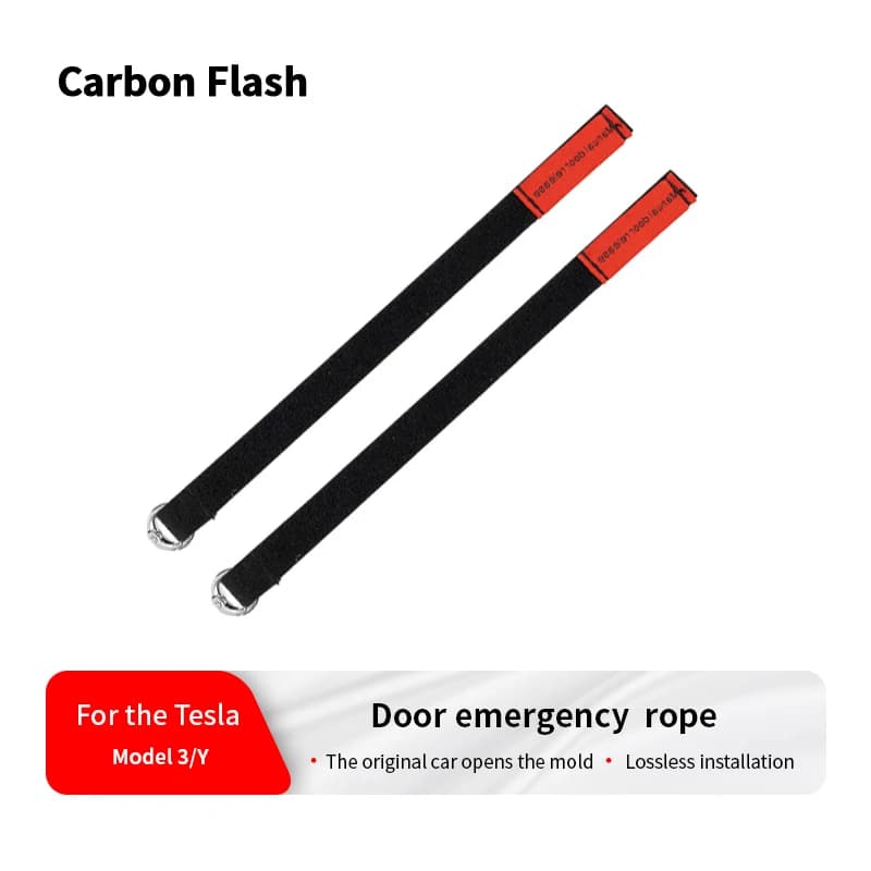 Carbon Flash For Tesla Model 3 Y Car Door Emergency Handle Extended Manual Door Release Emergency Safety Pull Rope Puller Button