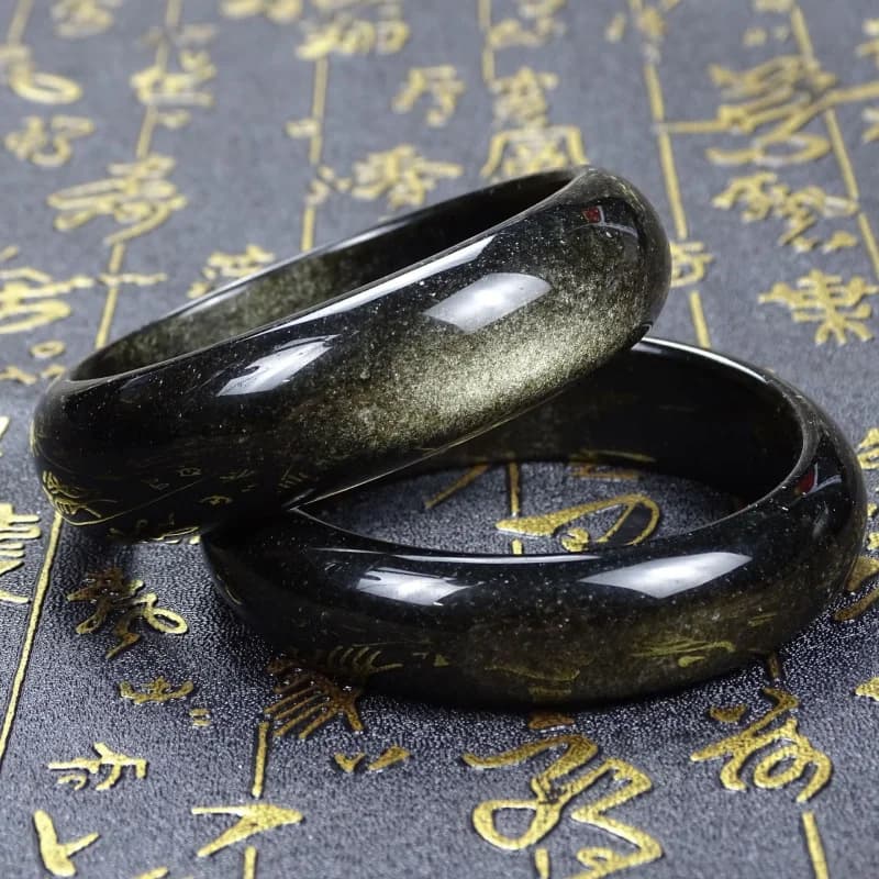 Bracciale in ossidiana d'oro naturale per uomo e donna