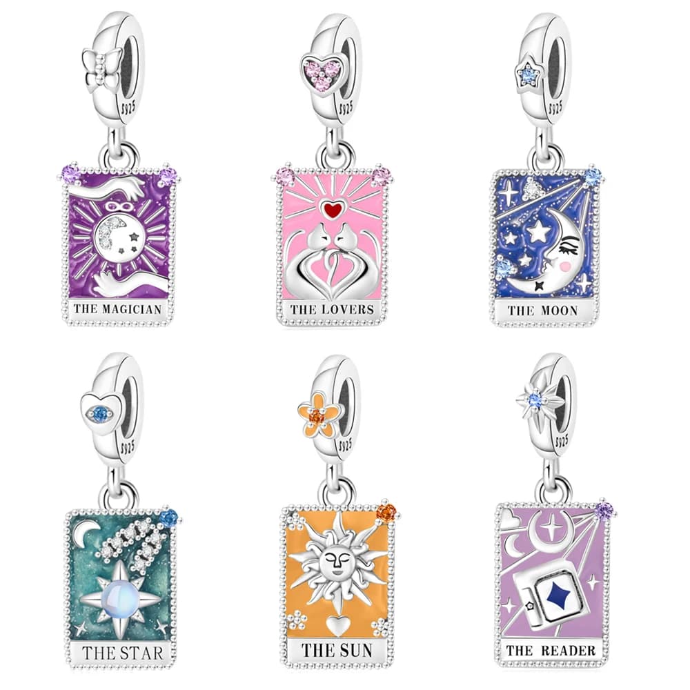 Nuovi ciondoli classici perline per le donne Carte dei tarocchi con zirconi cubici Ciondola il fascino adatto ai braccialetti originali Pan Collane Gioielli Regali