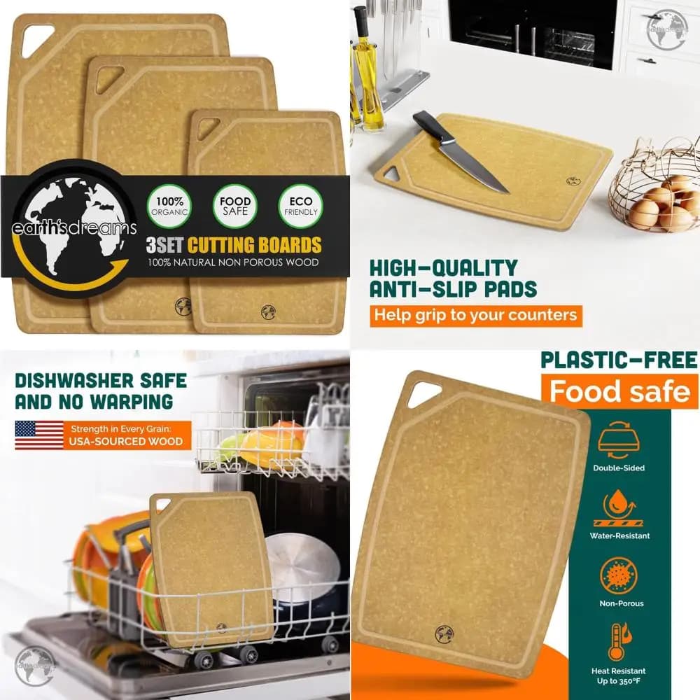 Set of cutter for cold cuts - 3 piece wooden cutters: small, large, extra large - Non-plastic, non-toxic, durable and durable kit