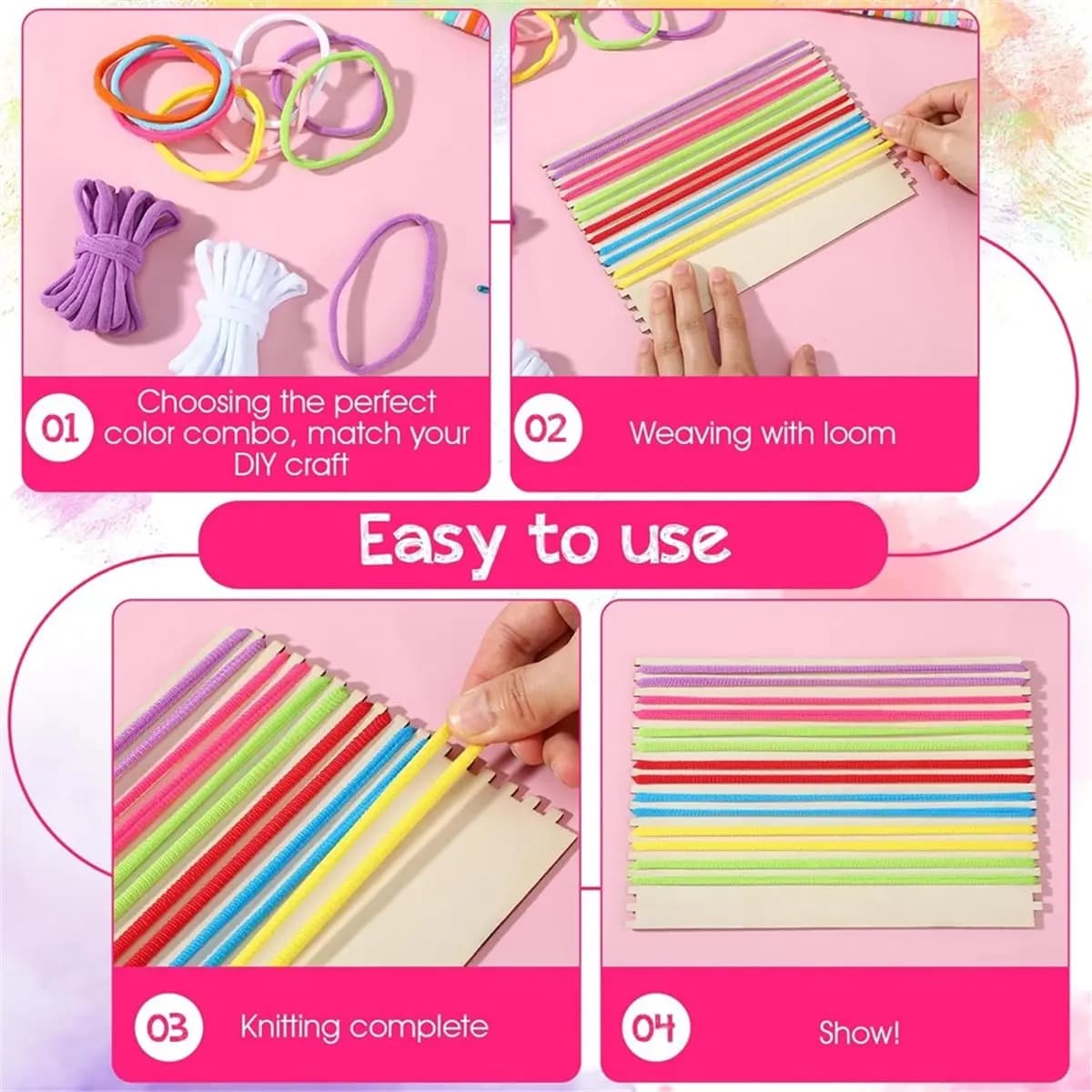 1000 Pezzi di Anelli di Ricambio per Tessitura da 7 Pollici con Uncinetto, Anelli in 10 Colori per Realizzazione di Potholder, Fasce in Nylon per Artigianato