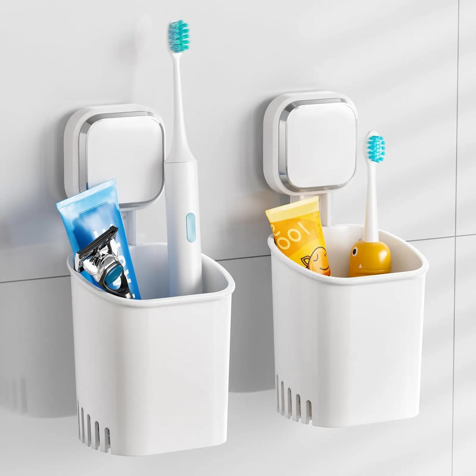 TAILI Porta spazzolino a ventosa per doccia, dentifricio rimovibile senza trapano, porta rasoio autodrenante, organizer per bagno