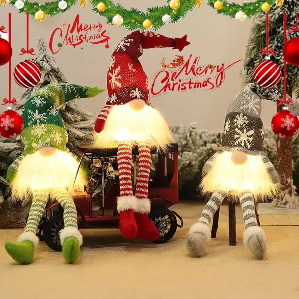 LED Gnomo di Natale Bambola senza volto Luce notturna Decorazioni di buon Natale per la casa Ornamento natalizio Regalo di Natale Navidad Capodanno