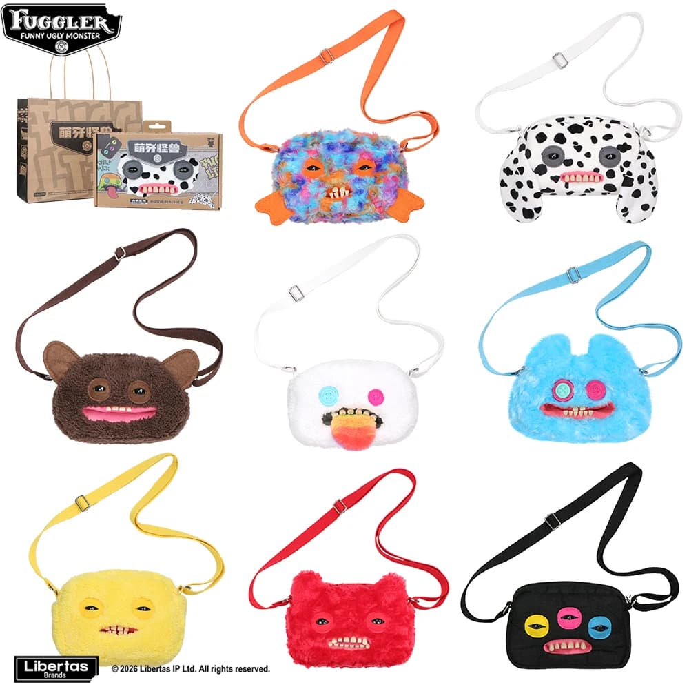 Fugglers Original Plush Shoulder Bag Fuggs Crossbody Bag Small Ugly Monster Wallet Storage Bag Single Strap for Phone Camera