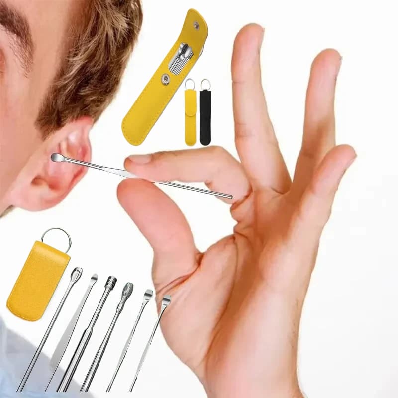 6 pieces stainless steel ear collector set of 360 degree spiral ear spoons for safe ear cleansing keeps ears clean and healthy