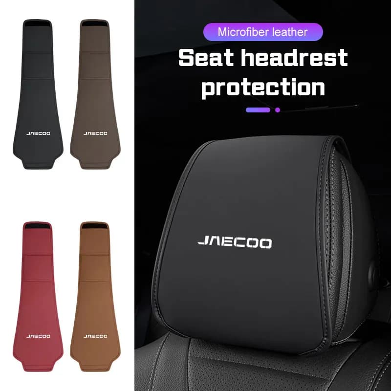Microfiber Leather Car Seat Headrest Protective Cover Accessories for Jaecoo J7 J8 2025 Car Neck Pillow Headrest Storage Cover