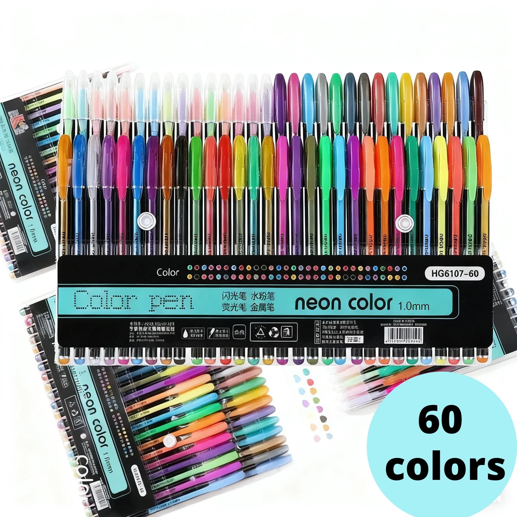 60-Count Vibrant Gel Pens Set - Fine Point Art Markers for Adult Coloring Books, Doodling, Scrapbooking, Writing - Students
